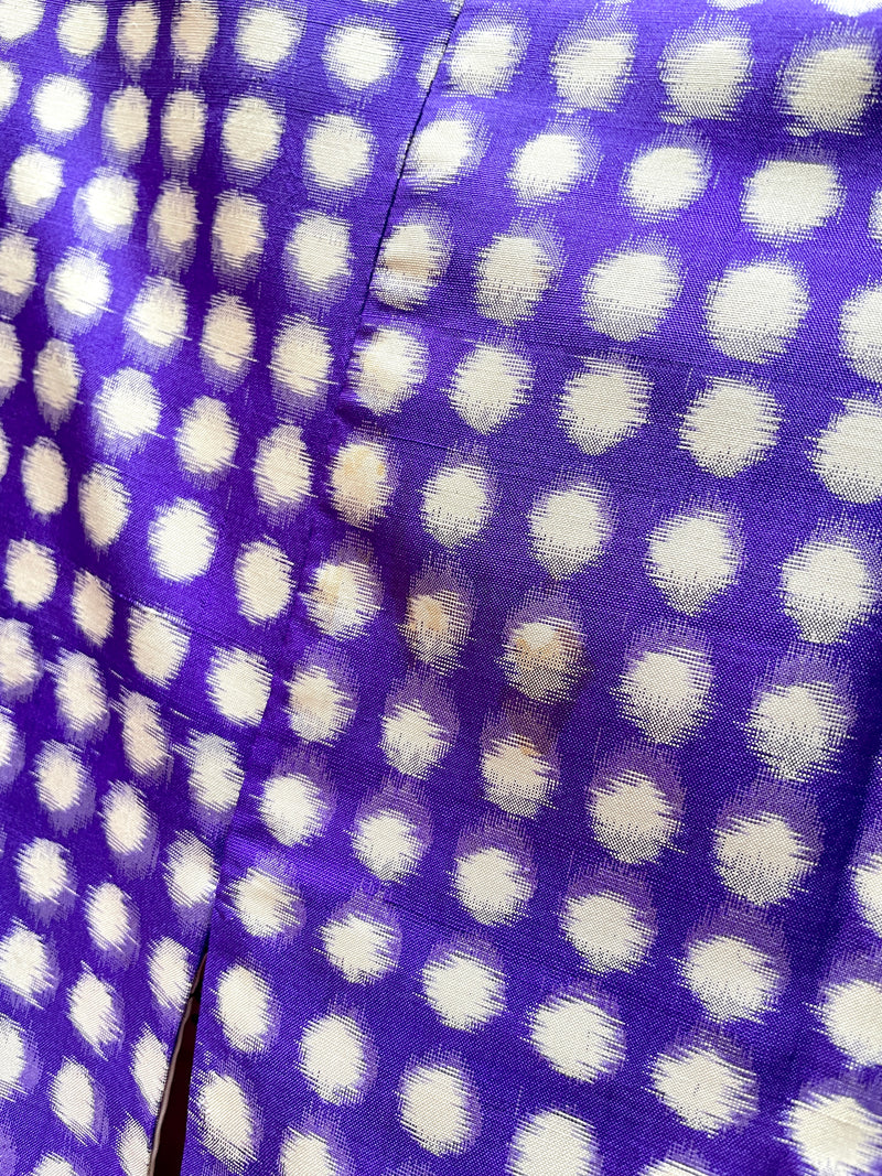 Michiyuki Jacket Antique Polka Dots in Purple in Tsumugi Silk