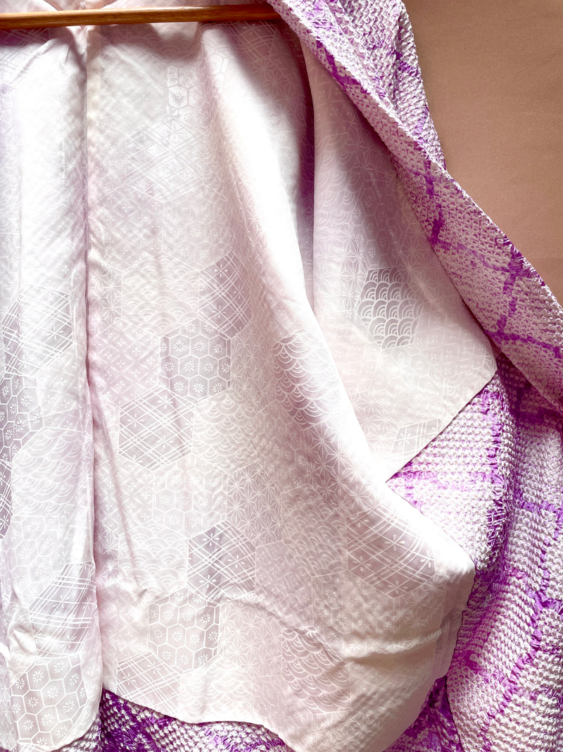 Haori Jacket Shibori Technique Lilac in Silk