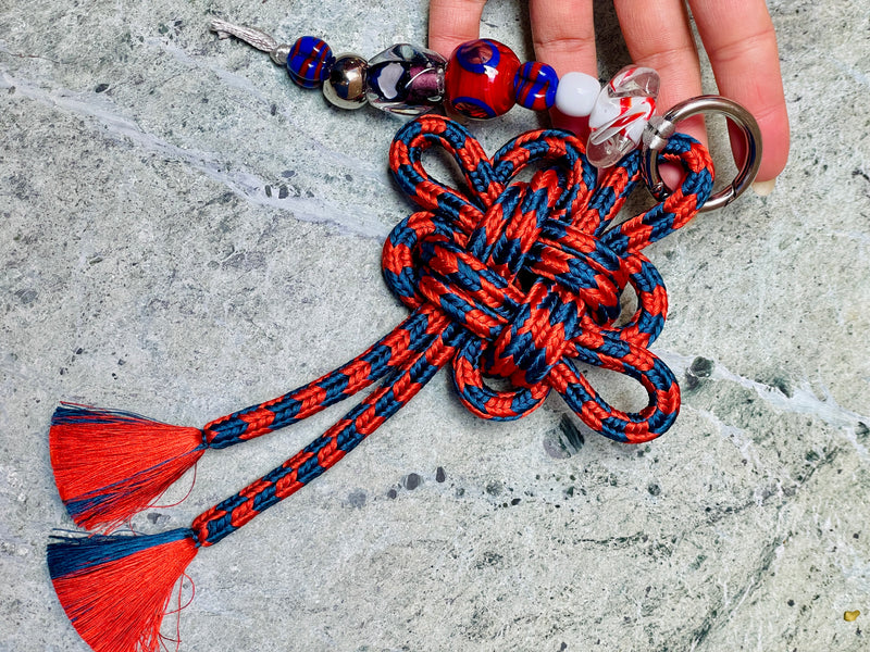 Obijime Bag Charm Burnt Orange & Blue
