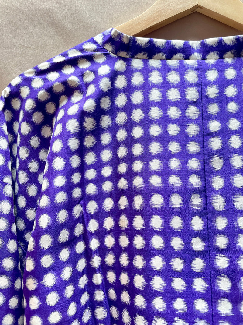 Michiyuki Jacket Antique Polka Dots in Purple in Tsumugi Silk