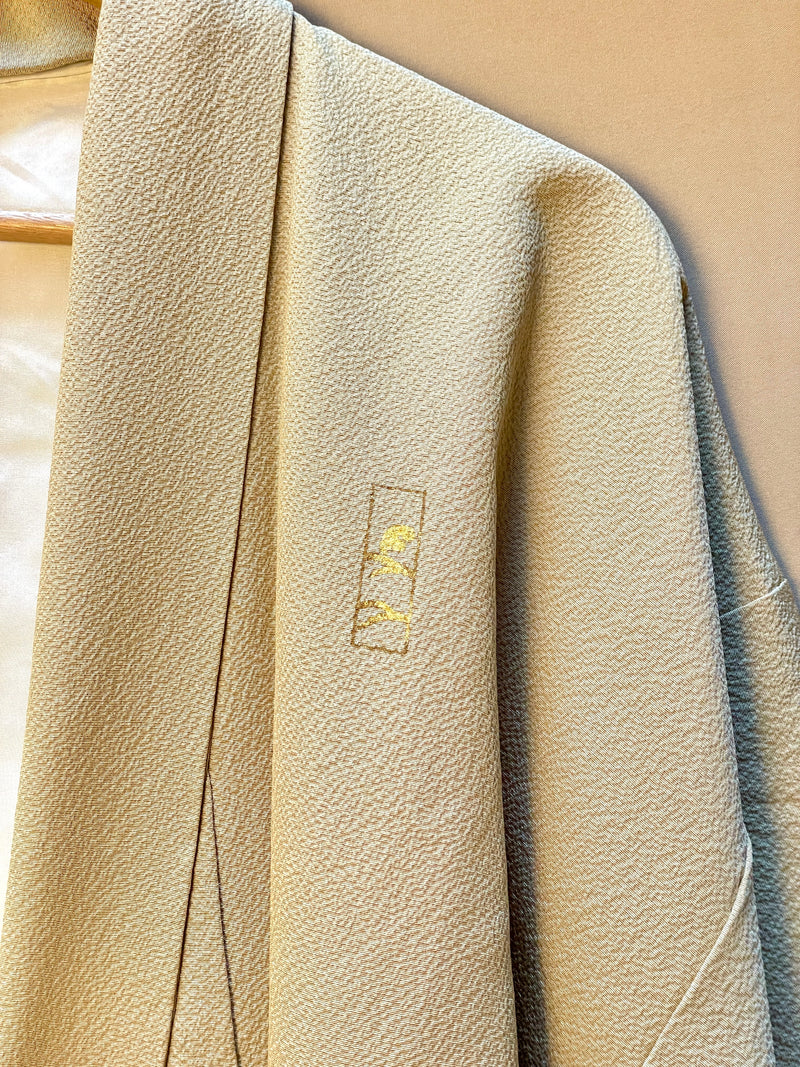 Kimono in Sand Silk with Gold details and Embroideries