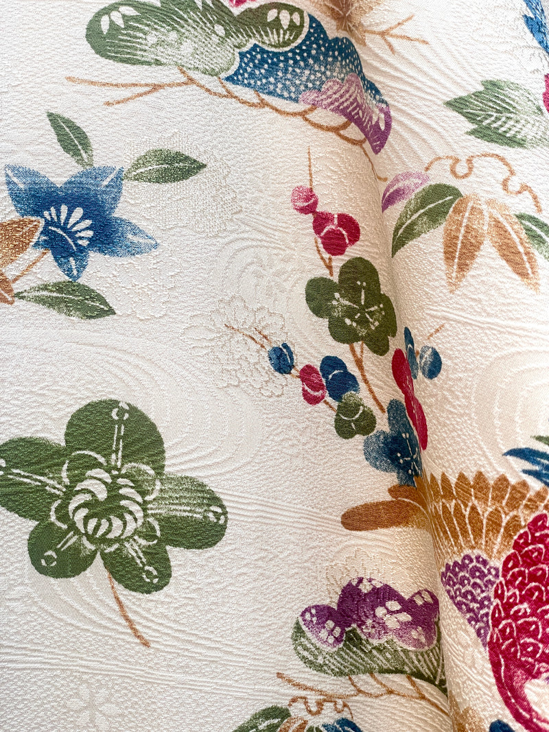 Kimono Cream with Japanese Nature in Silk