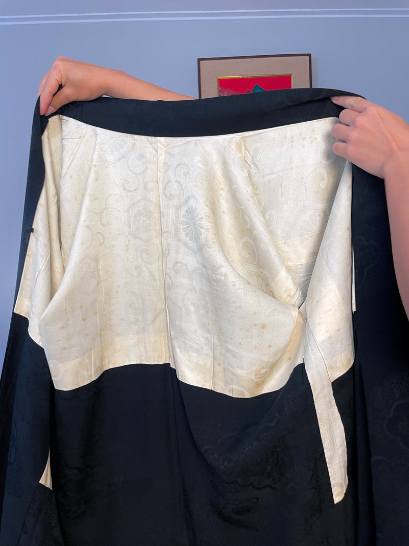 Haori Black with Black Motif Embroidered in Silk