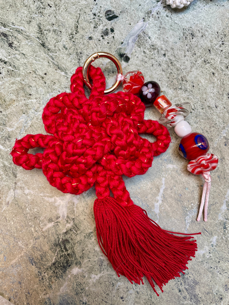 Obijime Bag Charm - Cherry Red In Silk