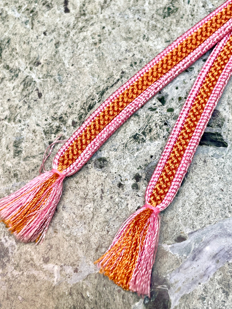 Haorihimo Belts Brown and Pink in Silk (set of 2)