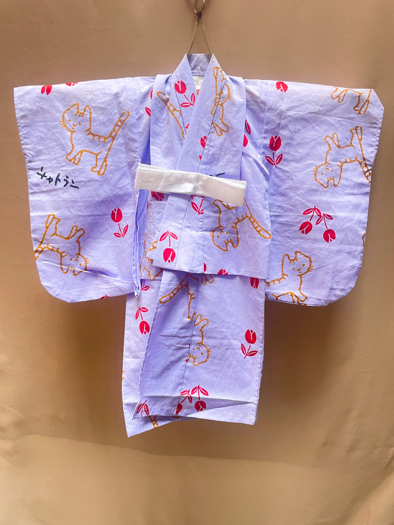 Kids Yukata in Purple Cotton