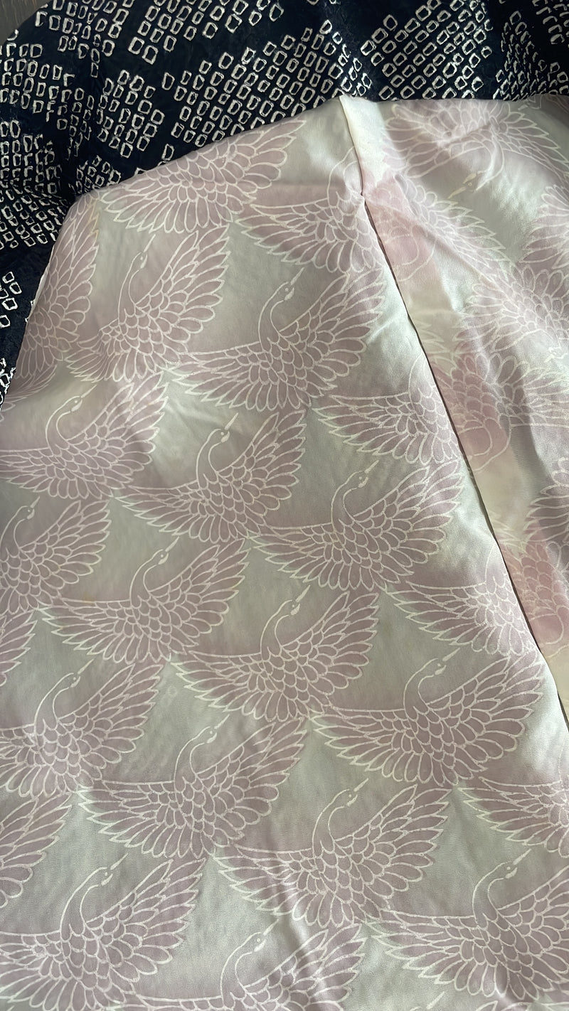 Haori Jacket Black and White Flowers Shibori in Silk