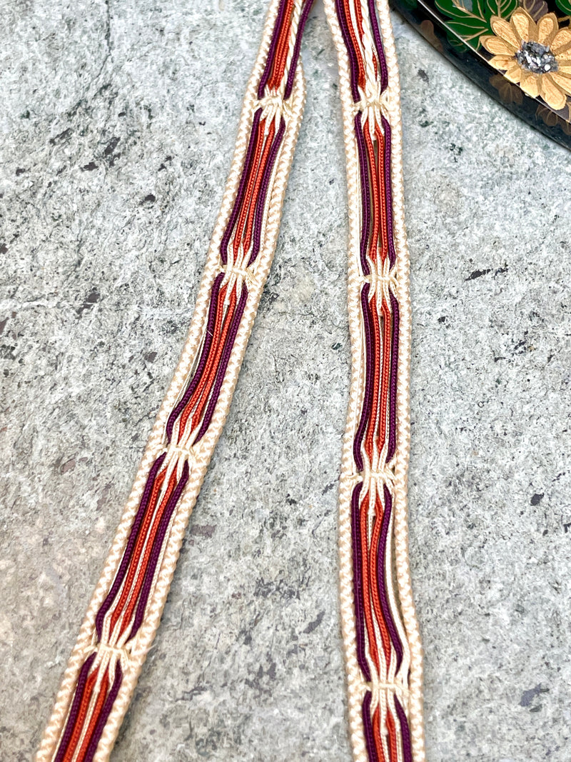 Haorihimo Belts Cream and Brown Stars in Silk (set of 2)
