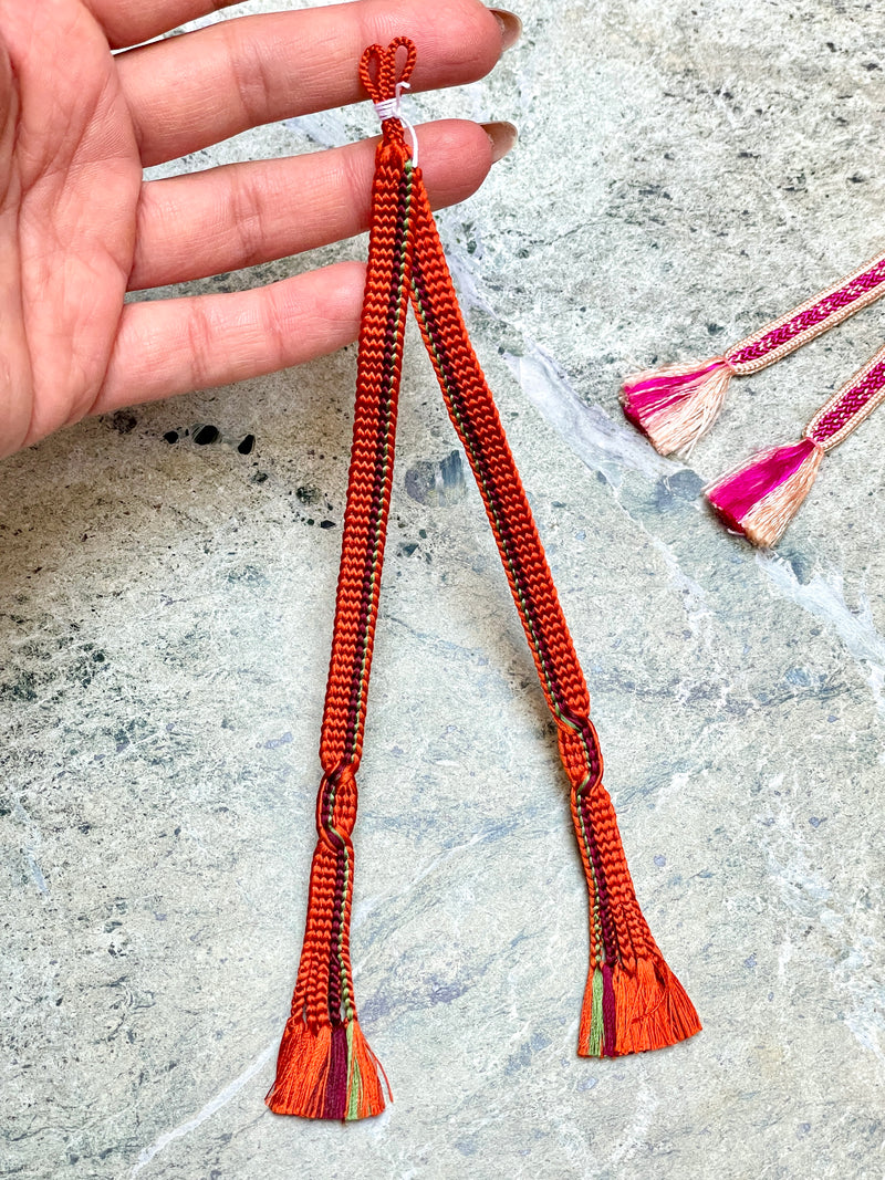 Haorihimo Belts Deep Terracotta in Silk (set of 2)