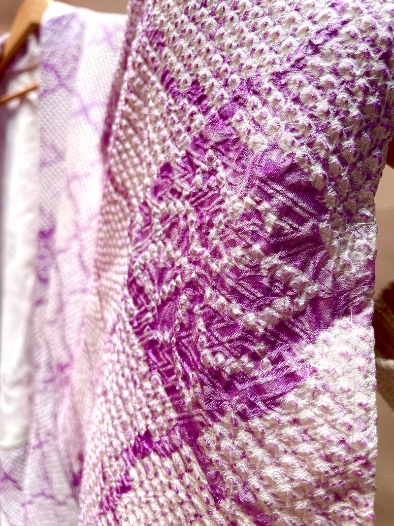 Haori Jacket Shibori Technique Lilac in Silk