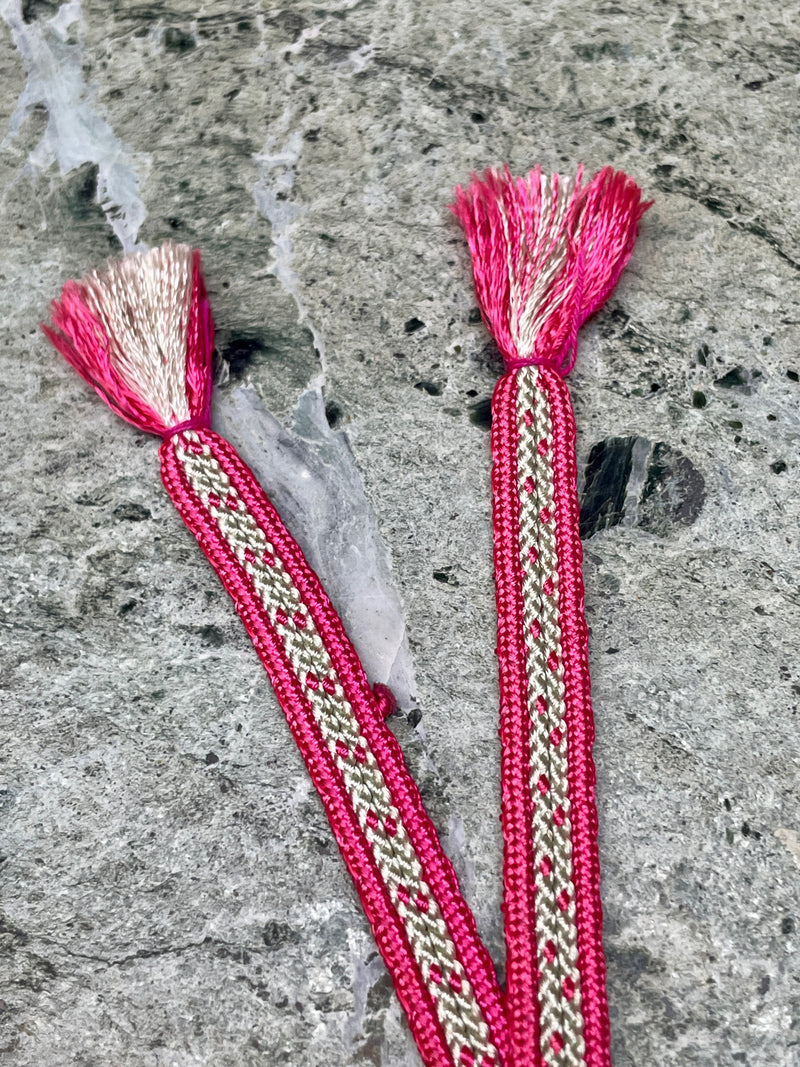 Haorihimo Belts Hot Pink and Gray in Silk (set of 2)