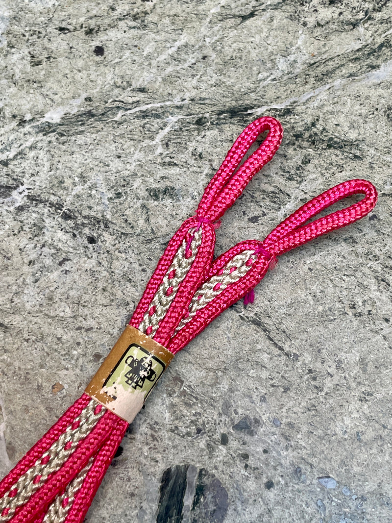 Haorihimo Belts Hot Pink and Gray in Silk (set of 2)