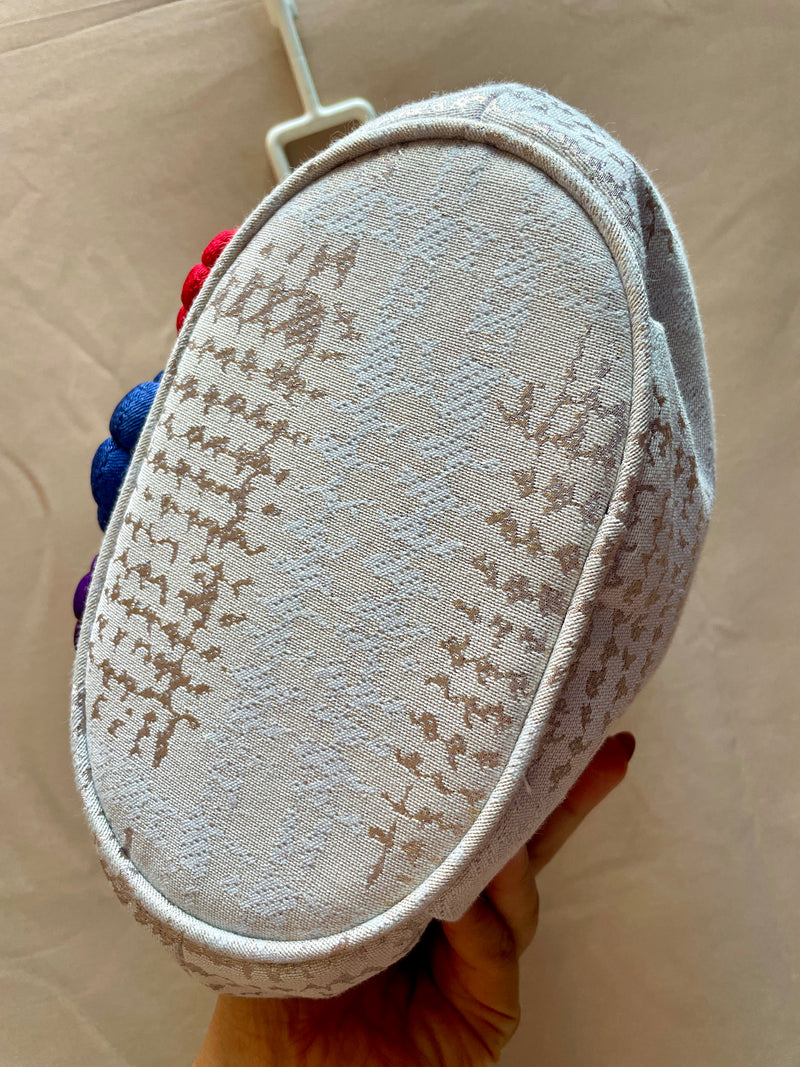 Japanese Handbag with Chirimen Flowers in Kimono Fabric