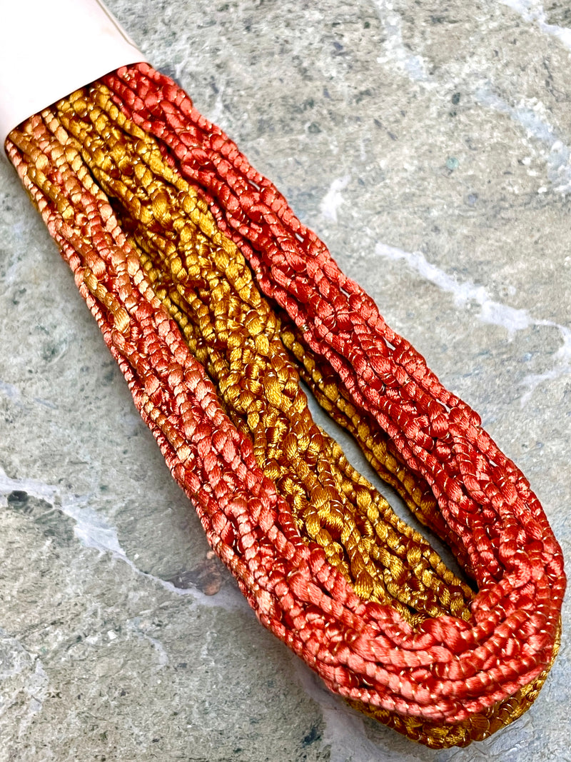 Obijime Round Braid Ombre Gold And Salmon Tones in Silk