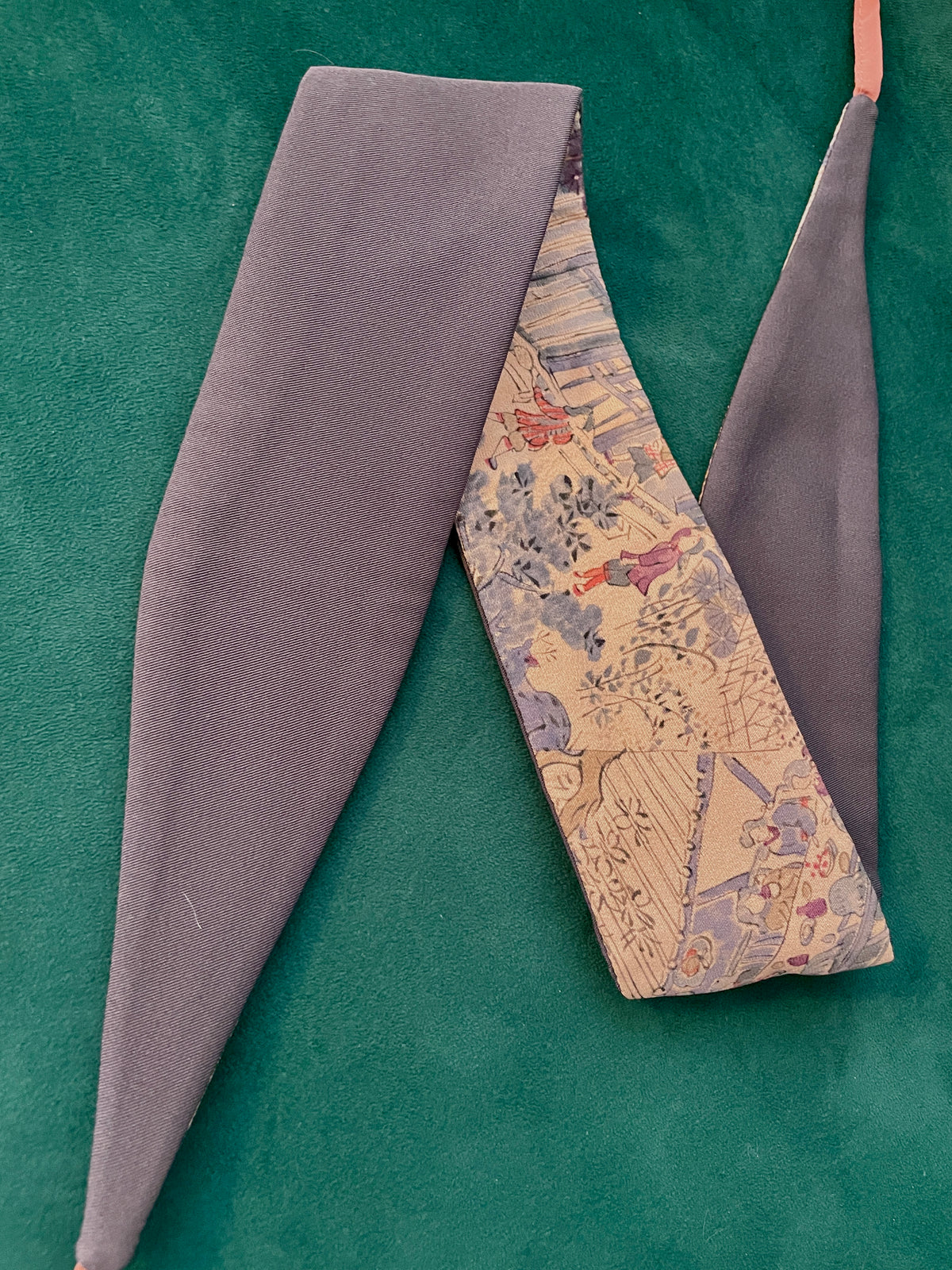 Kimono Belt Thin Mauve with Japanese Nature
