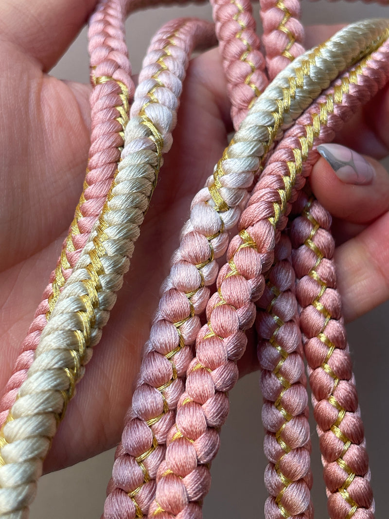 Obijime Belt Ombre Light Rose and Gold in Silk