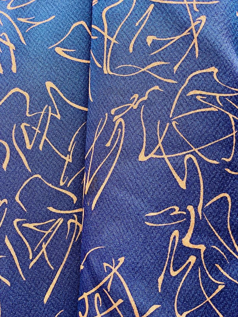 Kimono Navy Dark Blue with Mauve Lines in Silk