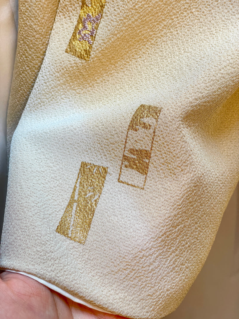 Kimono in Sand Silk with Gold details and Embroideries