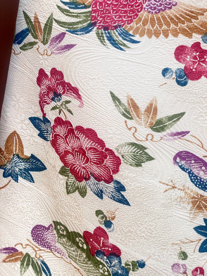 Kimono Cream with Japanese Nature in Silk