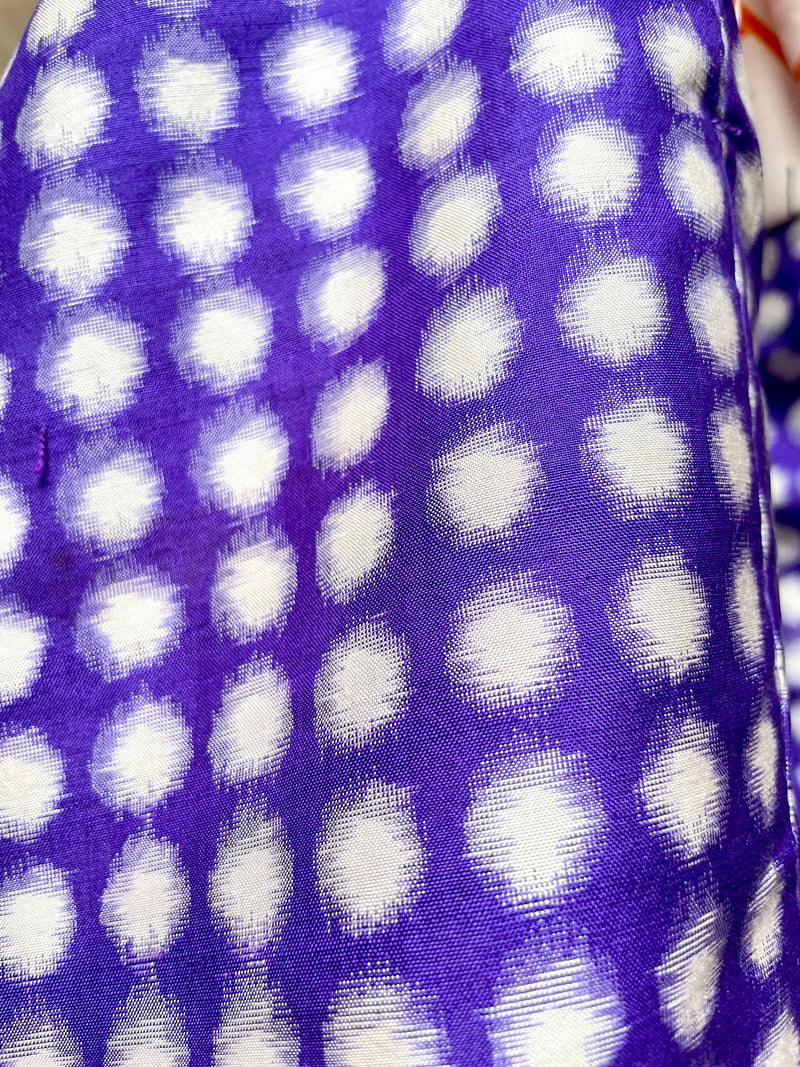 Michiyuki Jacket Antique Polka Dots in Purple in Tsumugi Silk