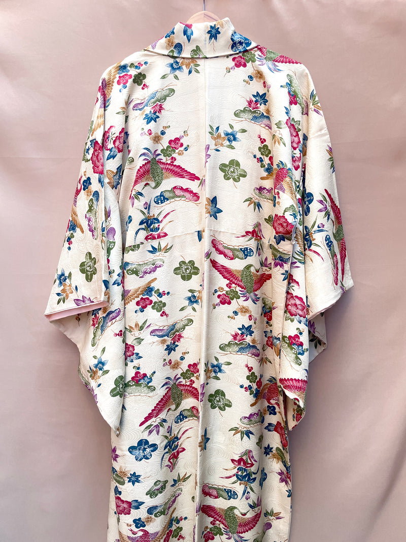 Kimono Cream with Japanese Nature in Silk