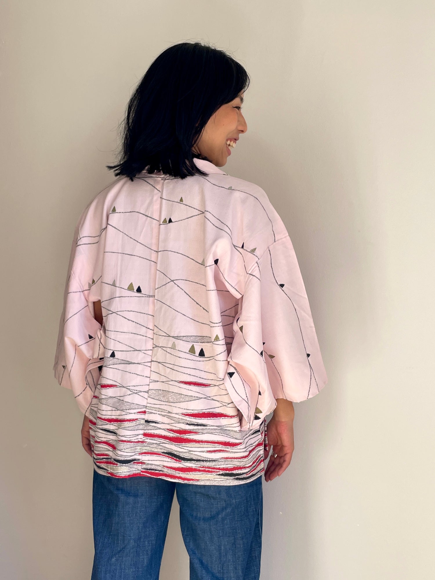 Haori Pastel Pink Crayon in Mixed Silk