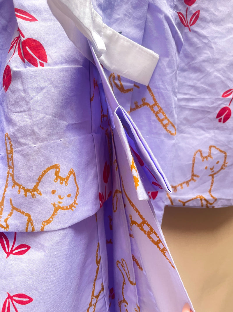 Kids Yukata in Purple Cotton
