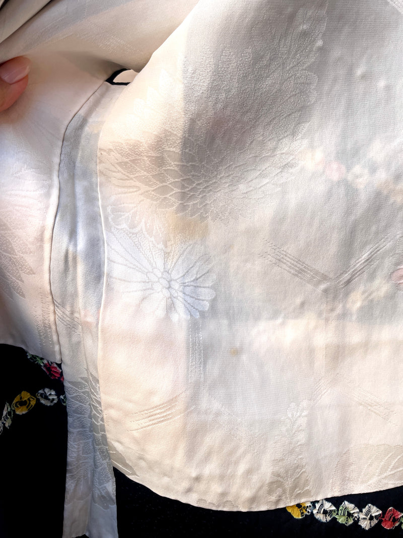 Haori Jacket Black with Colorful Shibori Technique Patterns in Silk