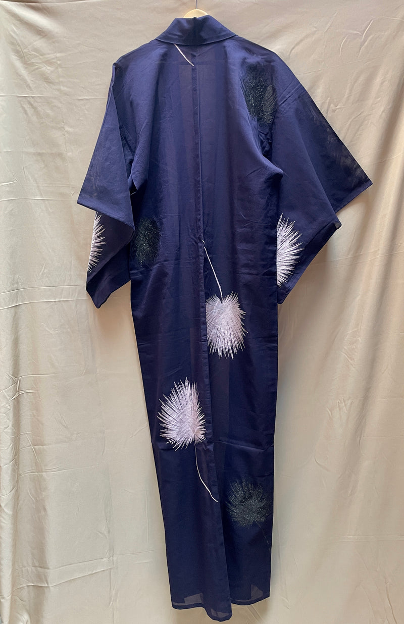 Kimono Sheer Dark Purple with Lilac and Black Embroideries