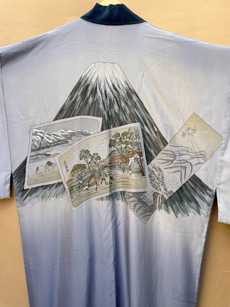 Kimono Nagajuban Mens with Mount Fuji