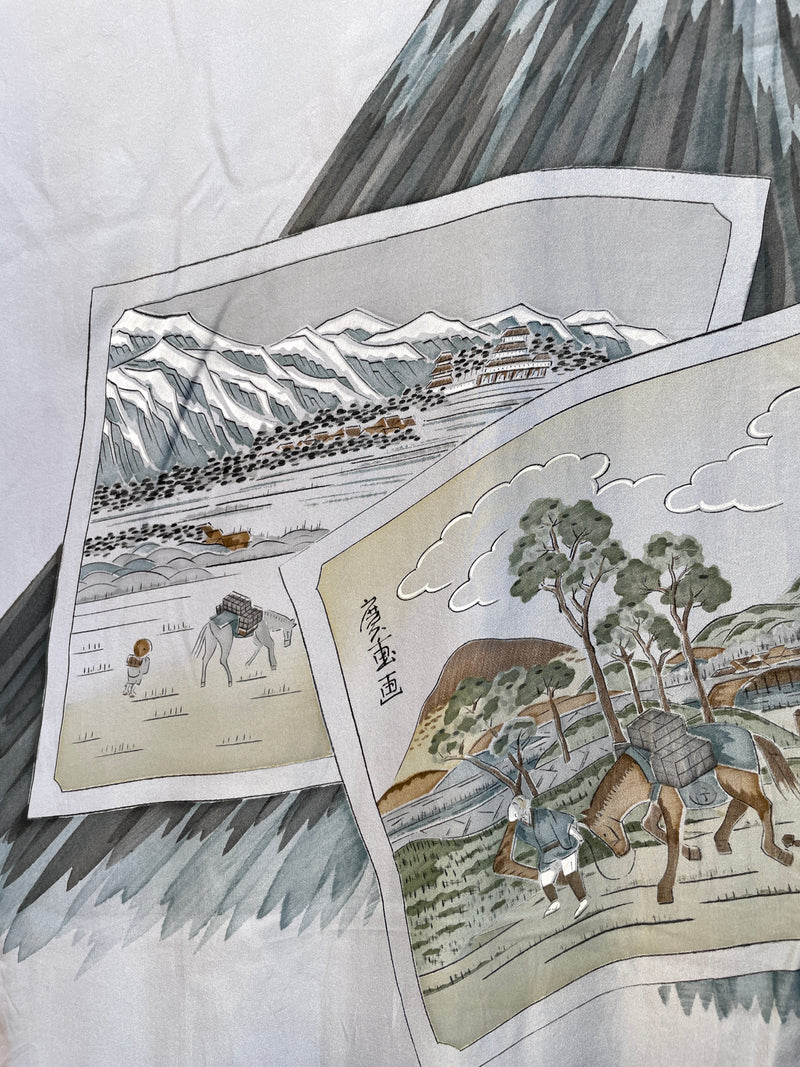 Kimono Nagajuban Mens with Mount Fuji