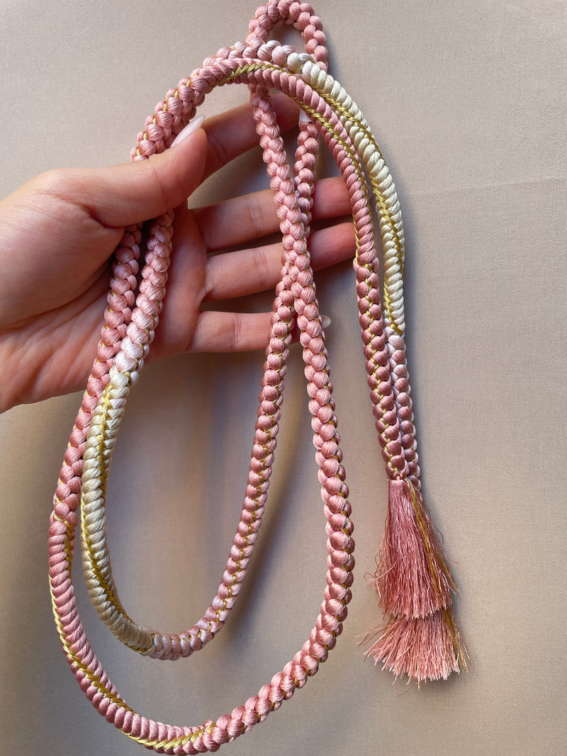 Obijime Belt Ombre Light Rose and Gold in Silk