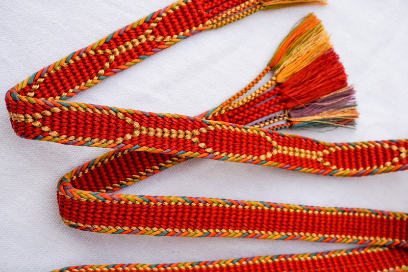 Obijime Flat Braid Red with Multicolor Edges
