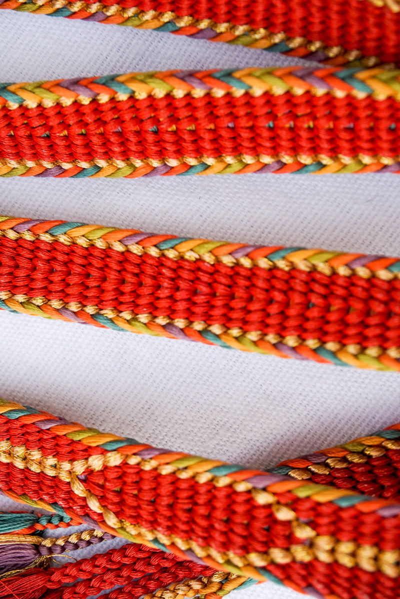 Obijime Flat Braid Red with Multicolor Edges