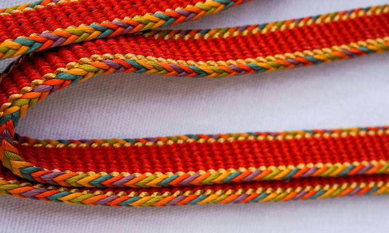 Obijime Flat Braid Red with Multicolor Edges