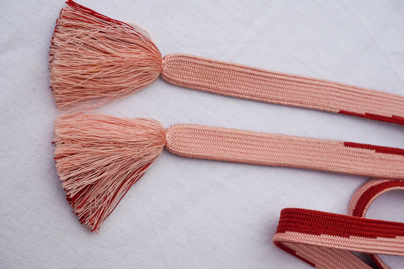 Obijime Flat Red and Pale Pink
