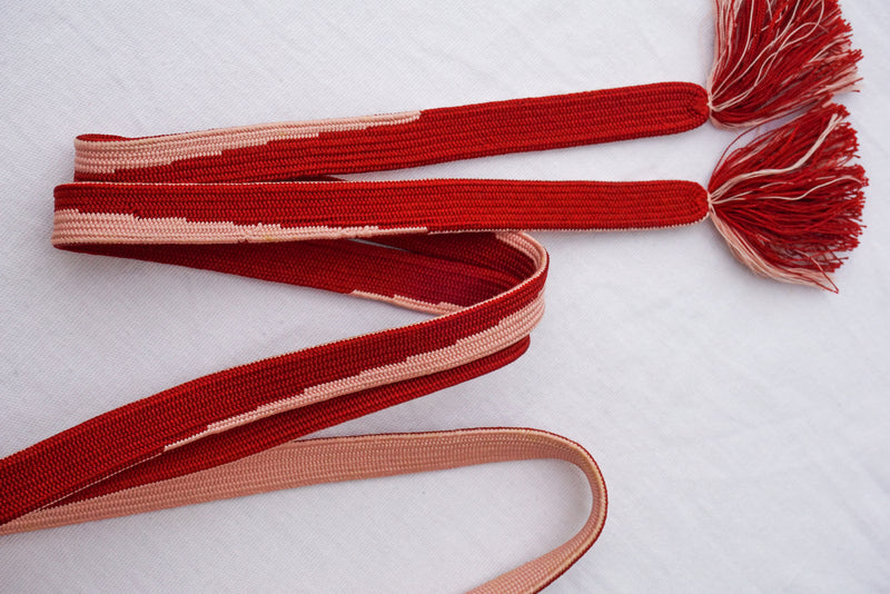 Obijime Flat Red and Pale Pink