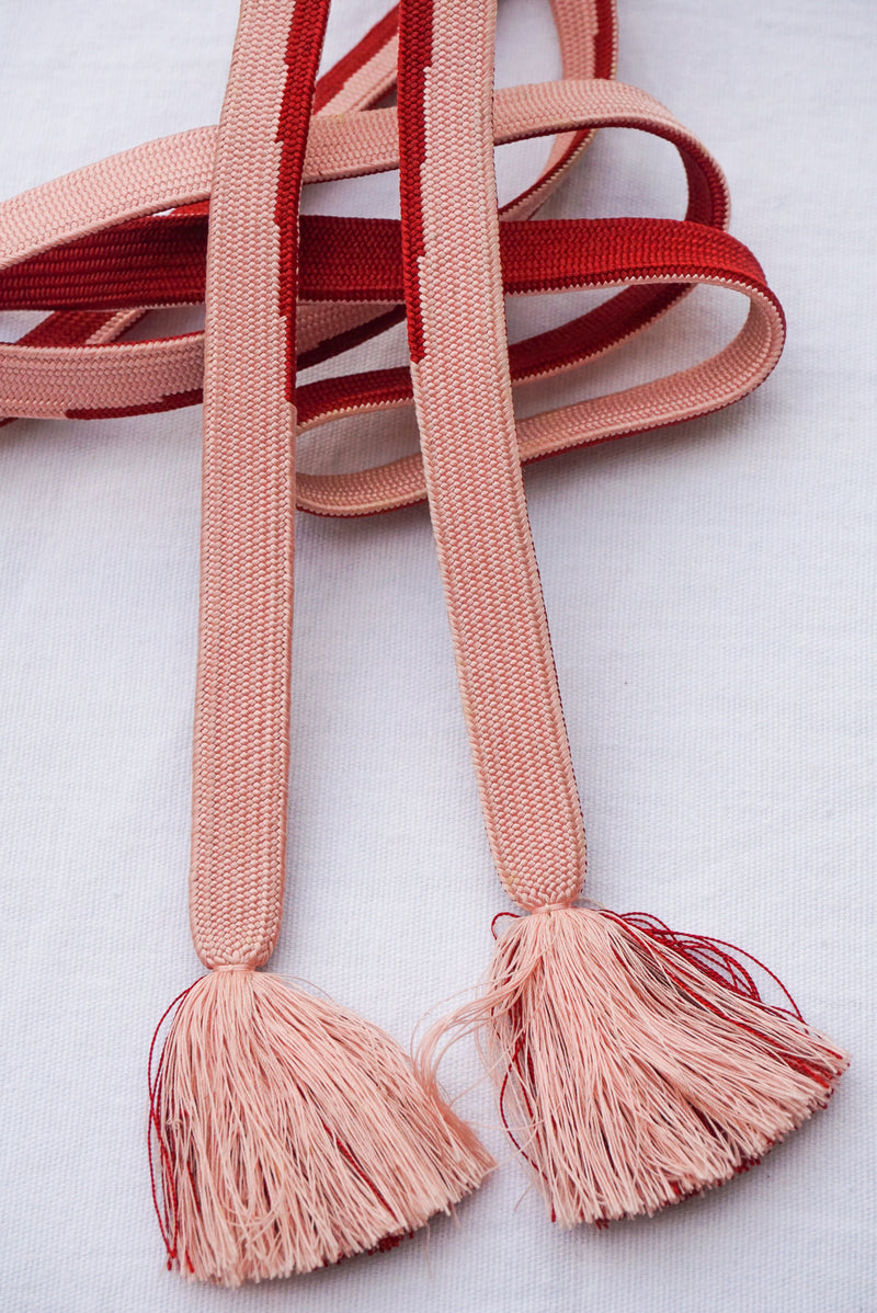 Obijime Flat Red and Pale Pink