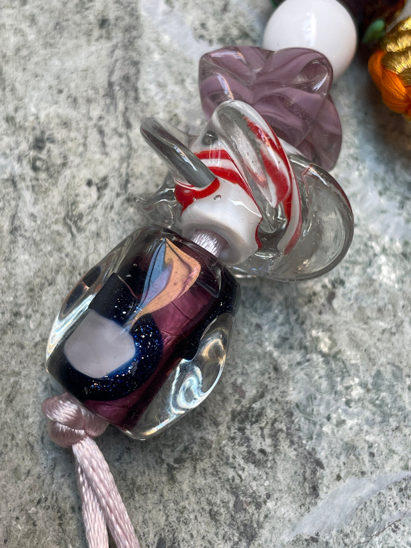 Obijime Bag Charm - Orange And Gold In Silk