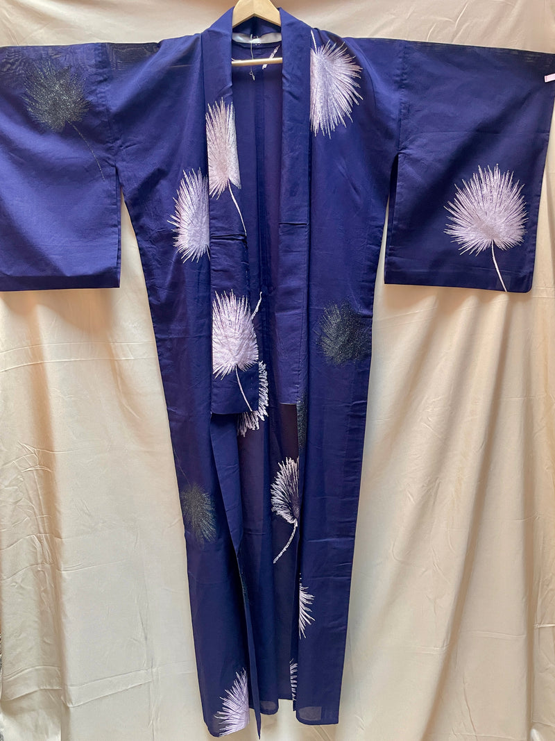 Kimono Sheer Dark Purple with Lilac and Black Embroideries