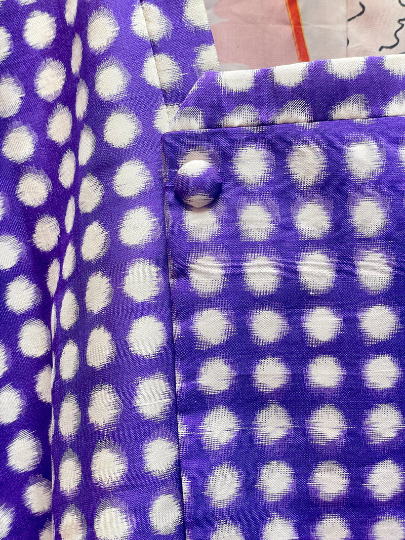 Michiyuki Jacket Antique Polka Dots in Purple in Tsumugi Silk