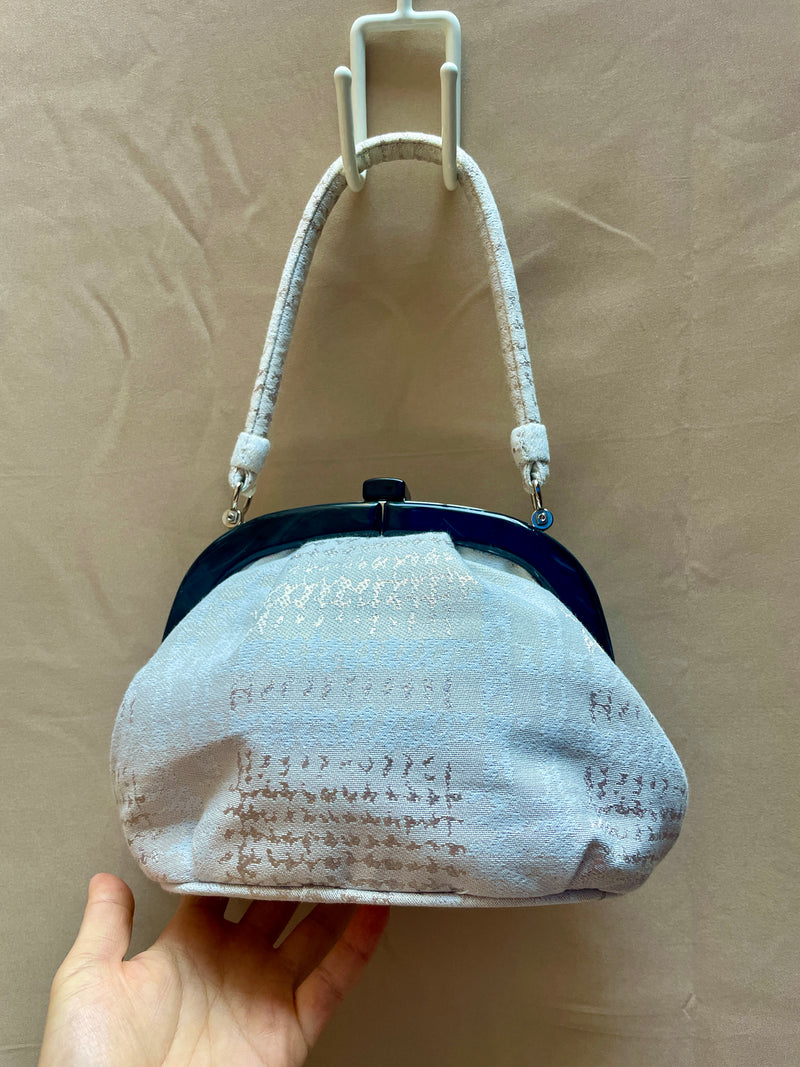 Japanese Handbag with Chirimen Flowers in Kimono Fabric