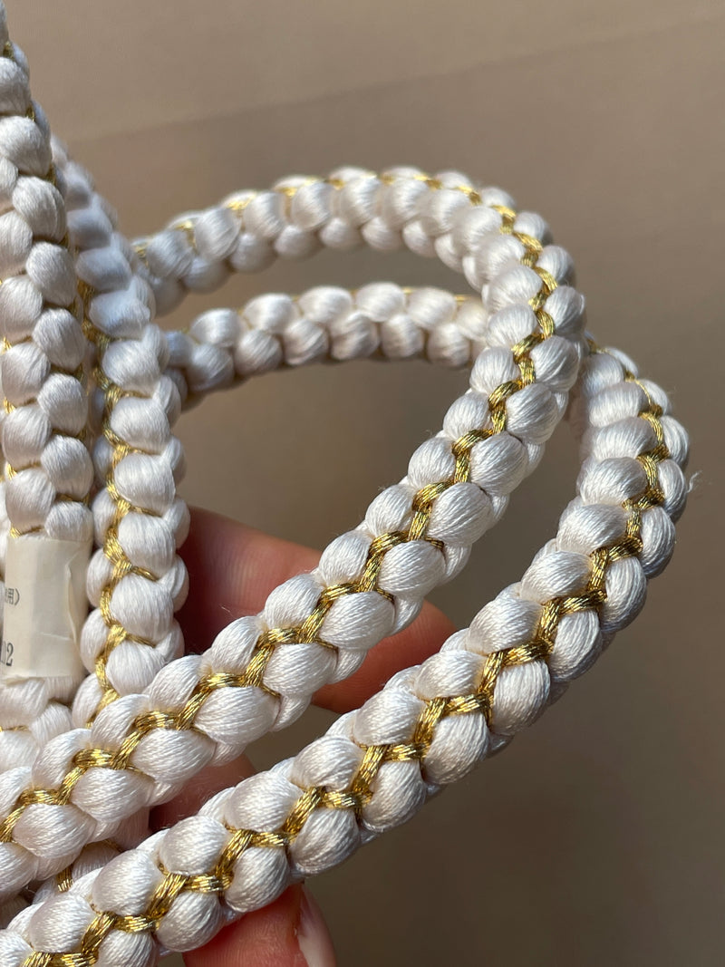 Obijme Belt White with Gold Ends