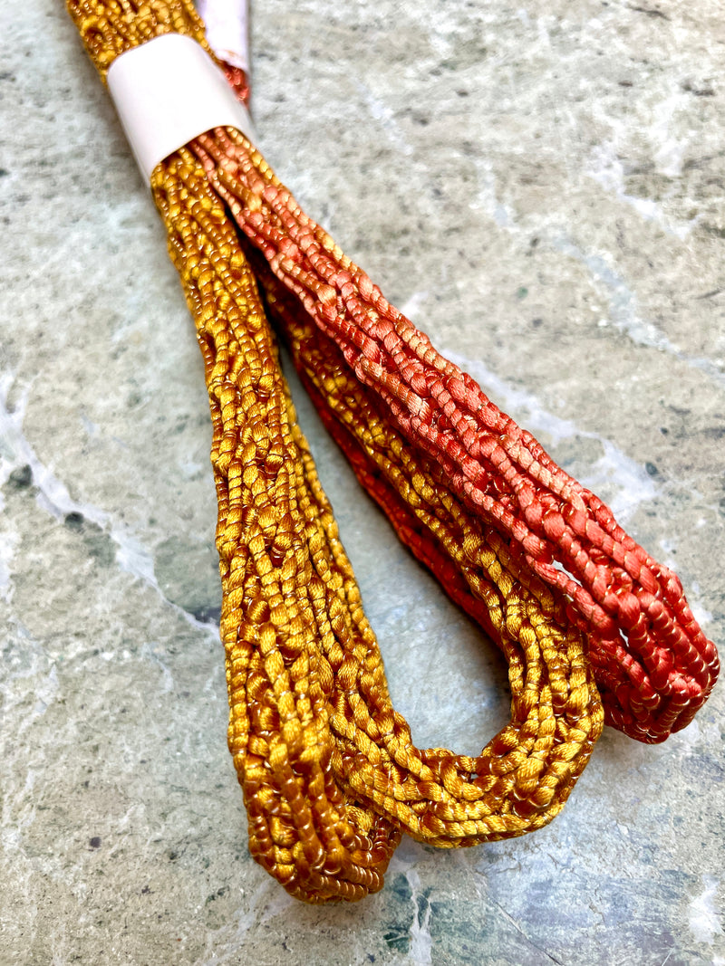 Obijime Round Braid Ombre Gold And Salmon Tones in Silk
