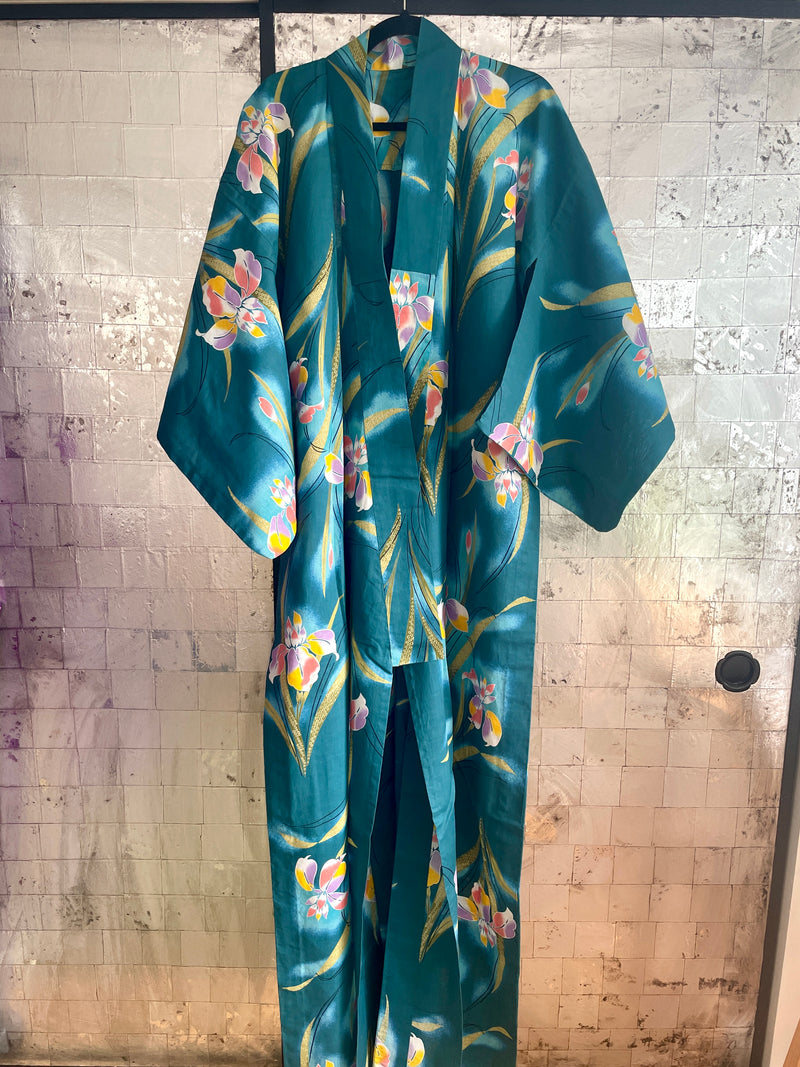Yukata Kimono Deep Turquoise in Cotton