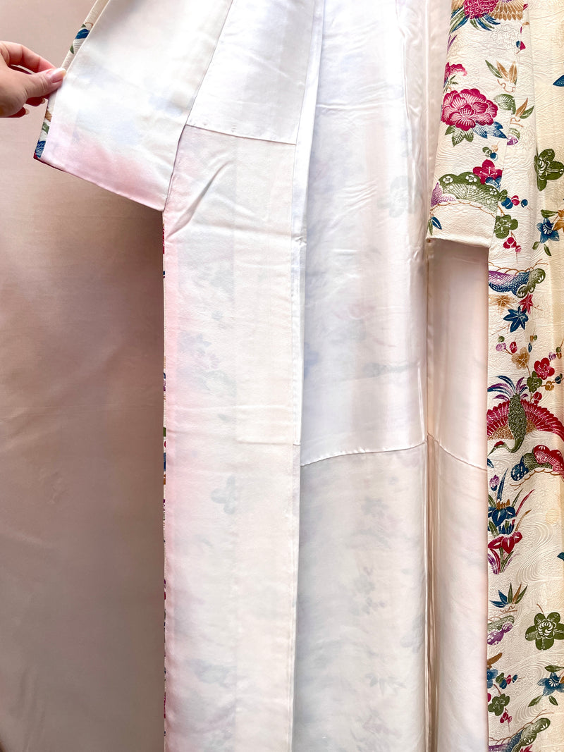 Kimono Cream with Japanese Nature in Silk