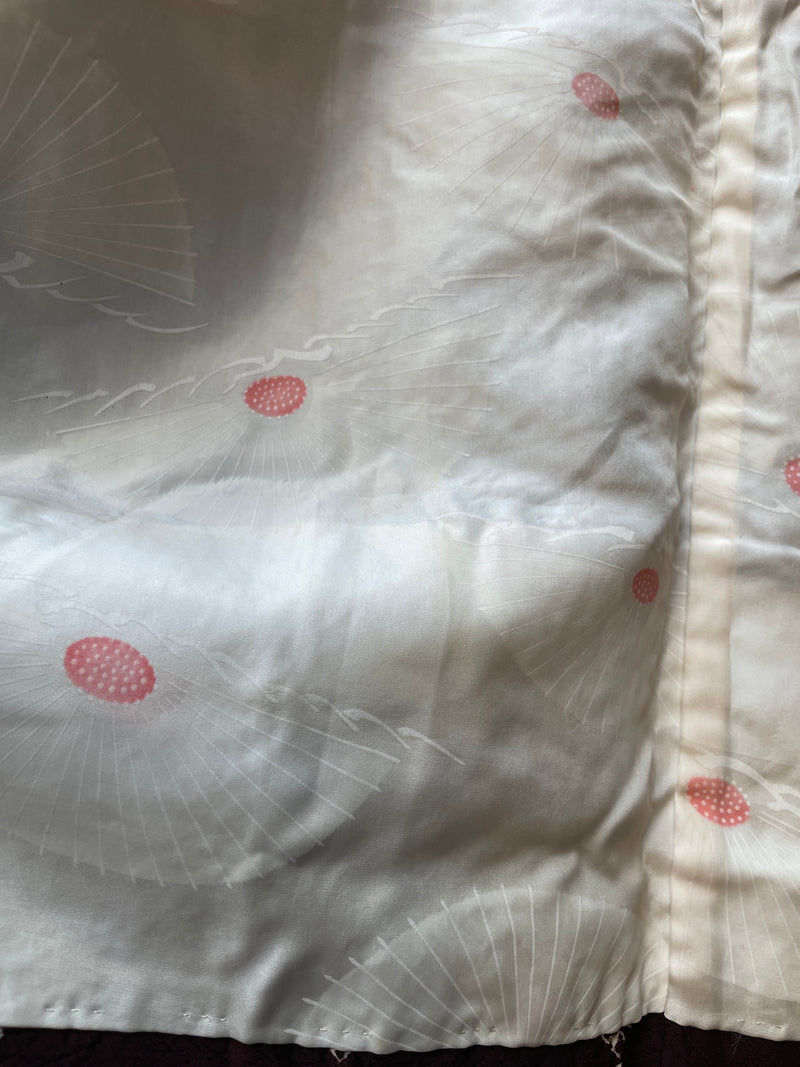 Haori Jacket Deep Brown Silk with Shibori Technique Patterns