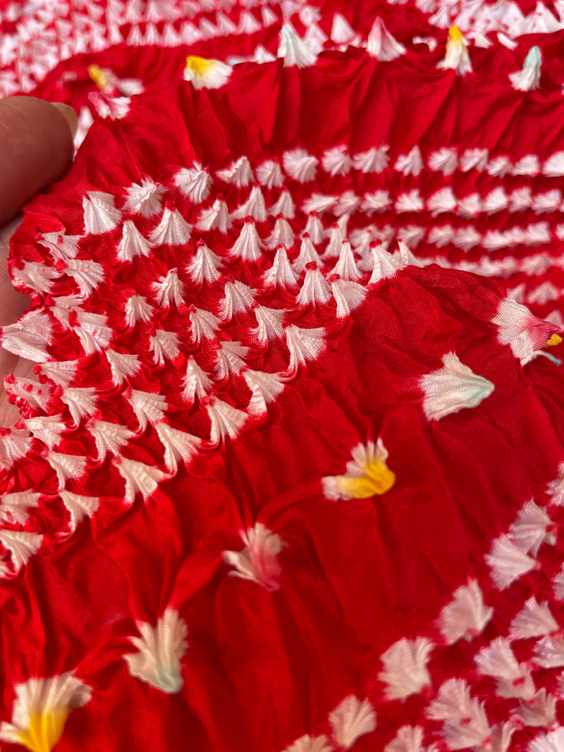 Scarf or Belt in Shibori Technique in Red Silk