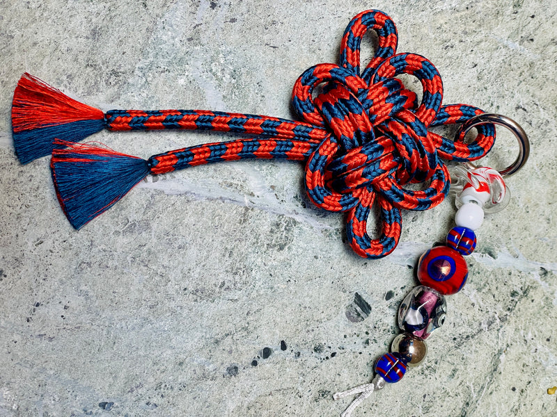 Obijime Bag Charm Burnt Orange & Blue