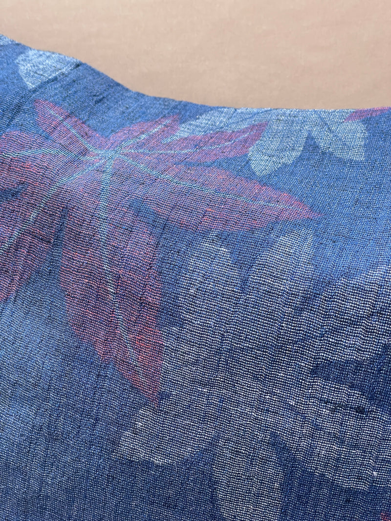 Kimono Single Layer Woven Blue with Momiji